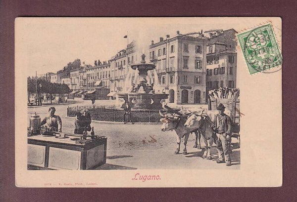 LUGANO - Marchand - Attelage - Fontaine - 1902