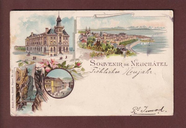Souvenir de NEUCHÂTEL - 1901 Litho Künzli // pli //
