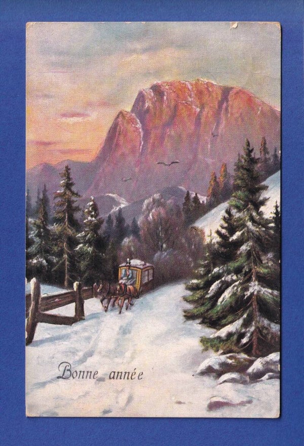 NOUVEL AN - Diligence - Neige - 1914