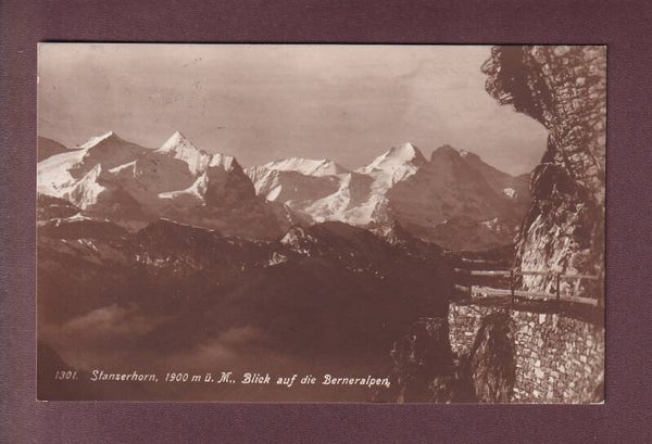 STANSERHORN - Blick auf berner Alpen - 1915 Hotel Stempel