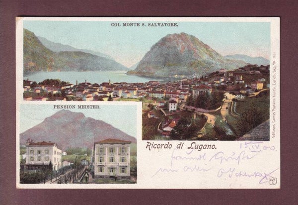 Ricordo di LUGANO - Pension Meister - 1900