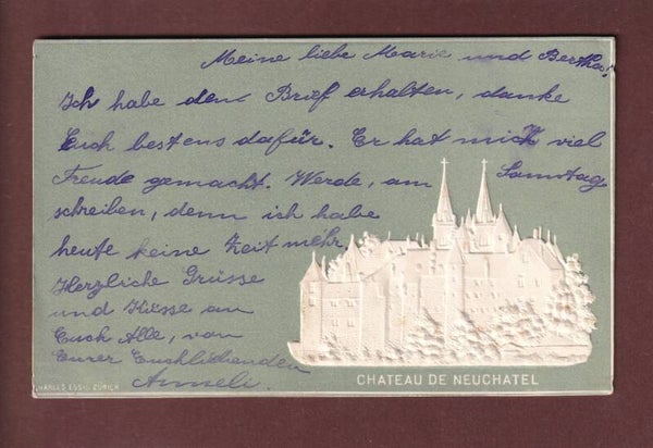 NEUCHÂTEL - Château - 1901 carte gauffrée