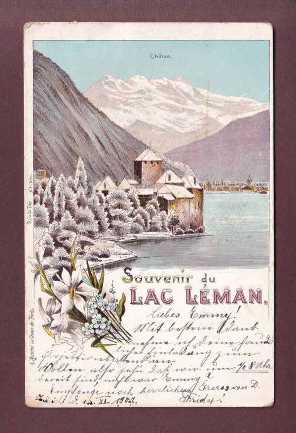 Souvenir du LAC LEMAN - Chillon sous la neige - 1907