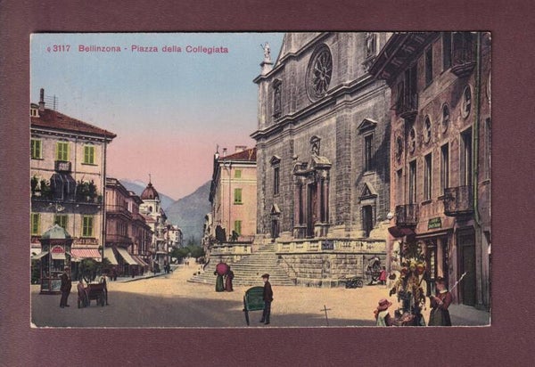 BELLINZONA Piazza della Collegiata - 1921 // pli d'angle //