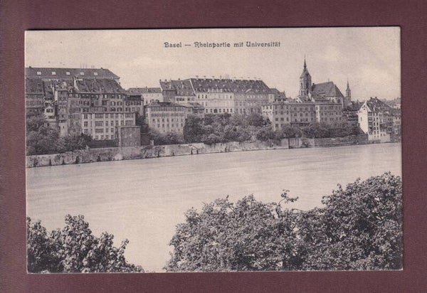 BASEL - Rheinpartie mit Universität - 1907