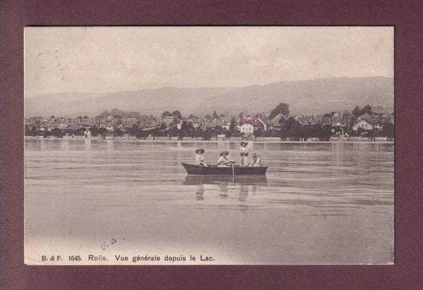 ROLLE depuis le lac - Barque bien peuplée - 1910