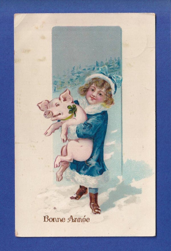NOUVEL AN - Enfant - Cochon - 1910