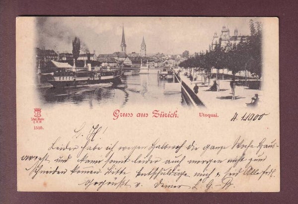 Gruss aus ZÜRICH - Utoquai - Schiff - 1900