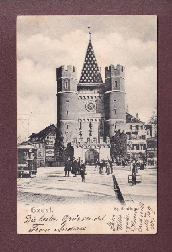 BASEL - Spalenthor - Tram - 1906 // kleine Falte //