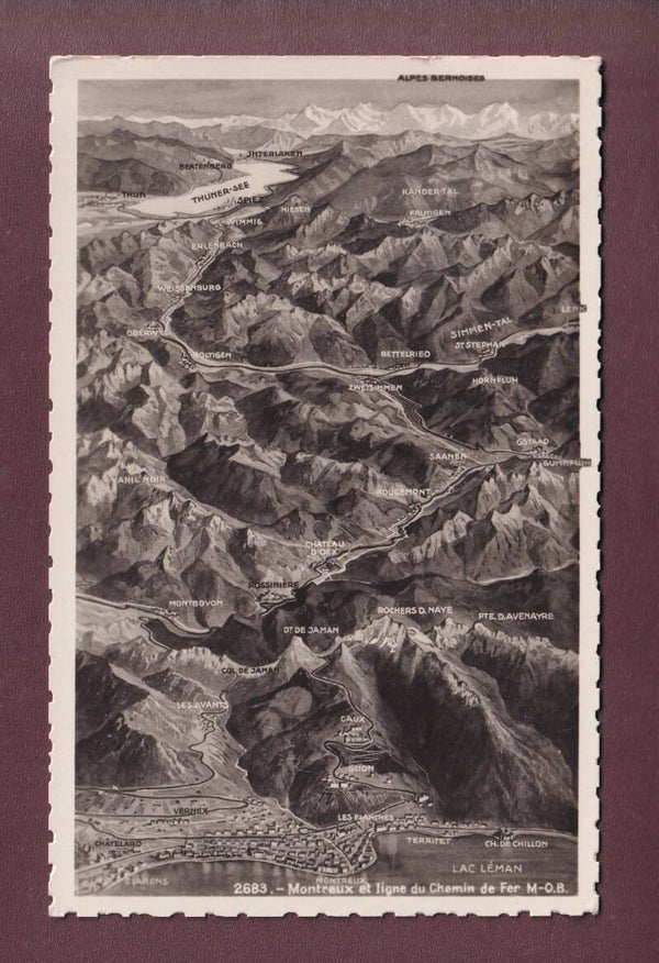 MONTREUX et environs - Vol d'oiseau - Ligne MOB - 1936