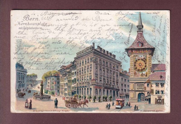 BERN - Kornhausplatz - 1904 Litho Schlumpf