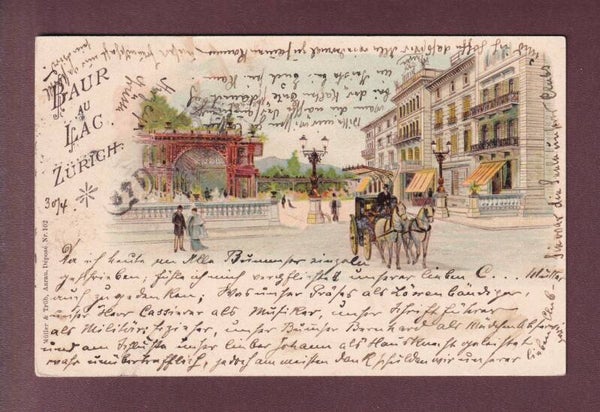 ZÜRICH - Baur au Lac - Kutsche - 1901 Litho Müller & Trüb