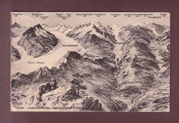 ALETSCHGLETSCHER und Umgebung - Vogelschau - 1926