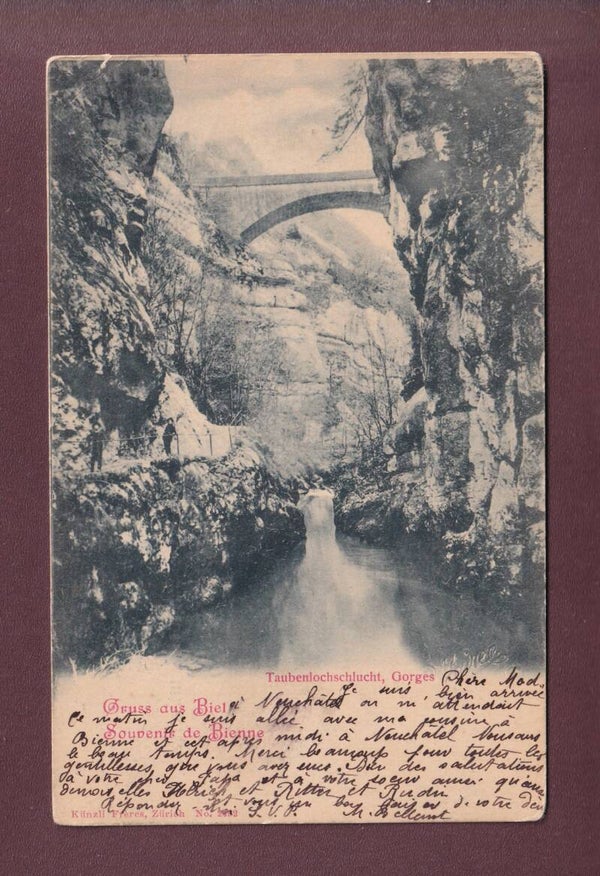 Gruss aus BIEL - Taubenlochschlucht - 1899