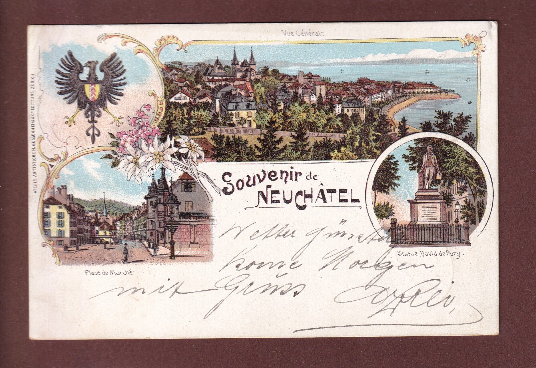 Souvenir de NEUCHÂTEL - 1898 Litho // pli d'angle //