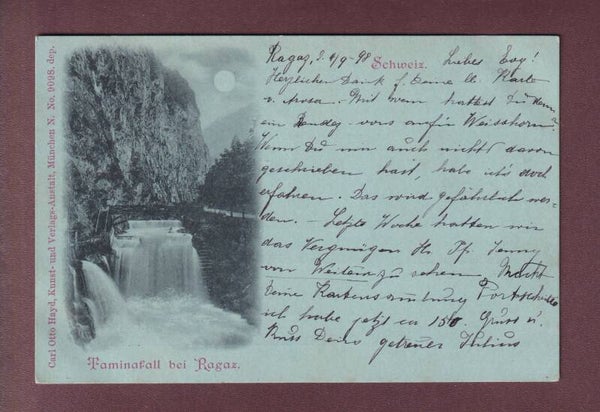 TAMINAFALL bei Ragaz - Mondschein - 1898