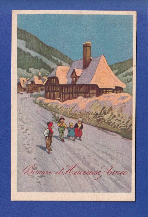 NOUVEL AN - Enfants - Neige - 1927
