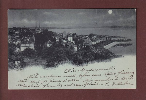 NEUCHÂTEL au clair de lune - 1898