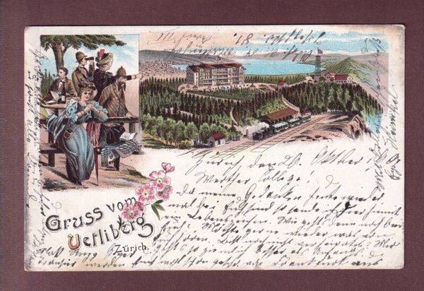 Gruss vom UETLIBERG - 1901 Guggenheim // Falte und Eckbug //