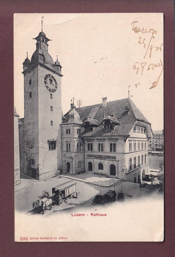 LUZERN - Rathaus - Kutsche - 1906 // Falte //