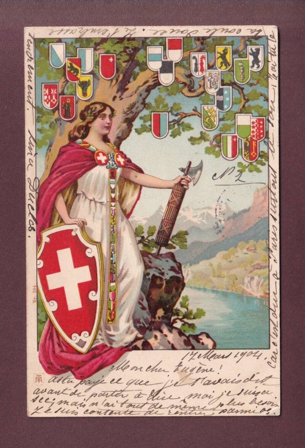 SCHWEIZ - Helvetia mit Kantone - 1904