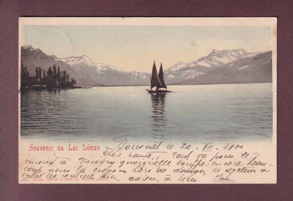 Souvenir du LAC LEMAN - Barque - 1900 CPN