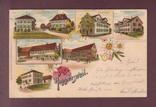 Gruss aus HAPPERSWIL - 1901 Litho Künzli
