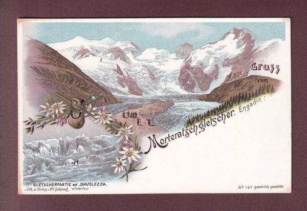 Gruss vom MORTERATSCHGLETSCHER - Litho Schlumpf