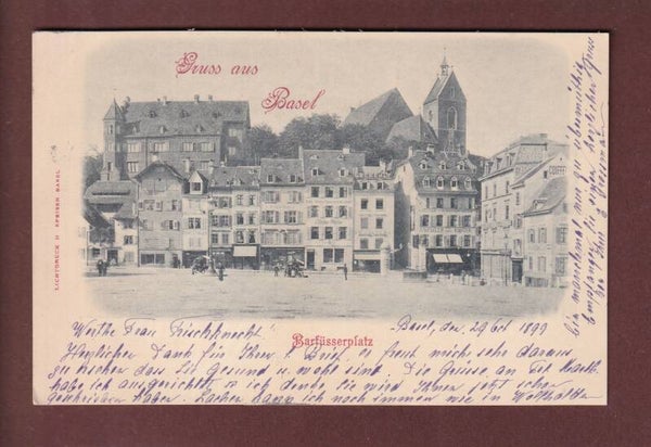 Gruss aus BASEL - Barfüsserplatz - 1899