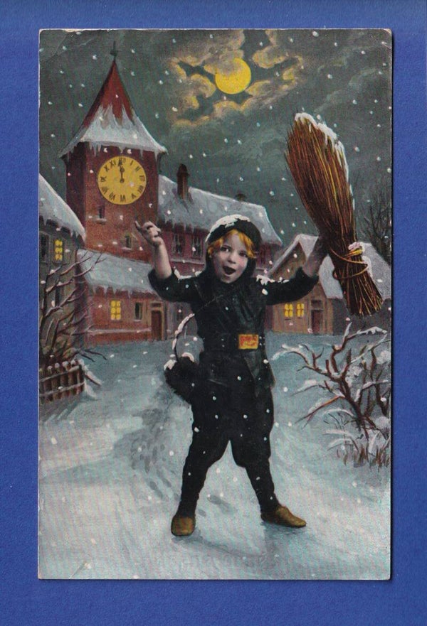 NOUVEL AN - Enfant - Neige - 1909 // pli d'angle //