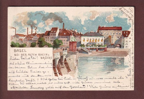 BASEL - Bei der alten Rheinbrücke - 1902