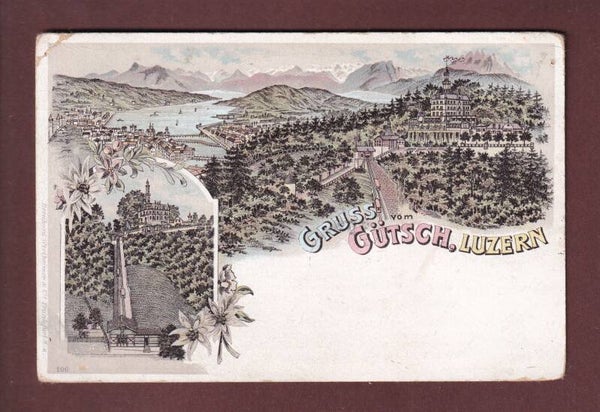 Gruss vom GÜTSCH, LUZERN - 1899 // Eckbug und Loch //