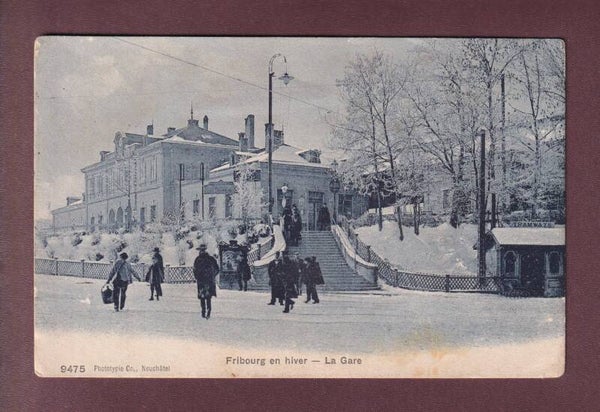 FRIBOURG - La Gare en hiver - 1907