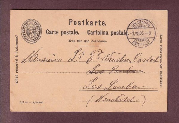 Carte préaffranchie 1895