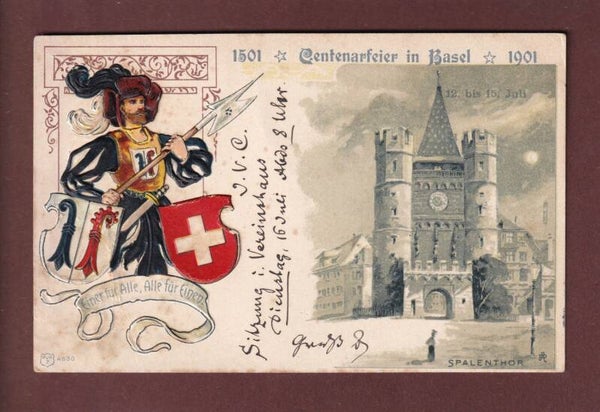 BASEL - Centenarfeier 1901 - Präge // Falte //
