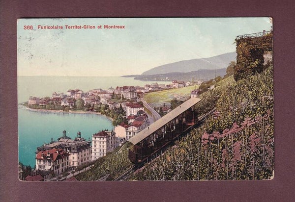 Funiculaire TERRITET-GLION - Montreux - 1909 // pli //