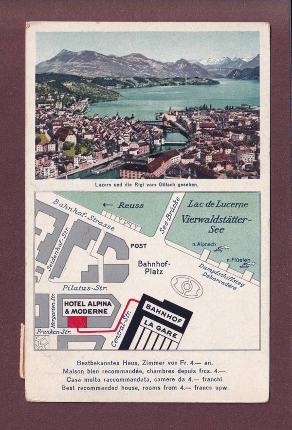 LUZERN - Hotel Alpina und Moderne - 1927 // Eckbug //