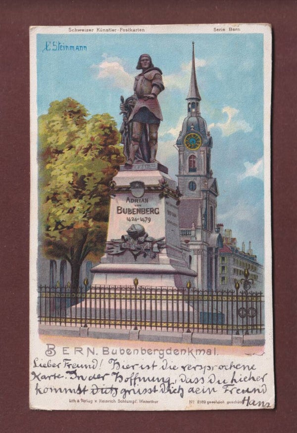 BERN - Bubenbergdenkmal - Litho Schlumpf