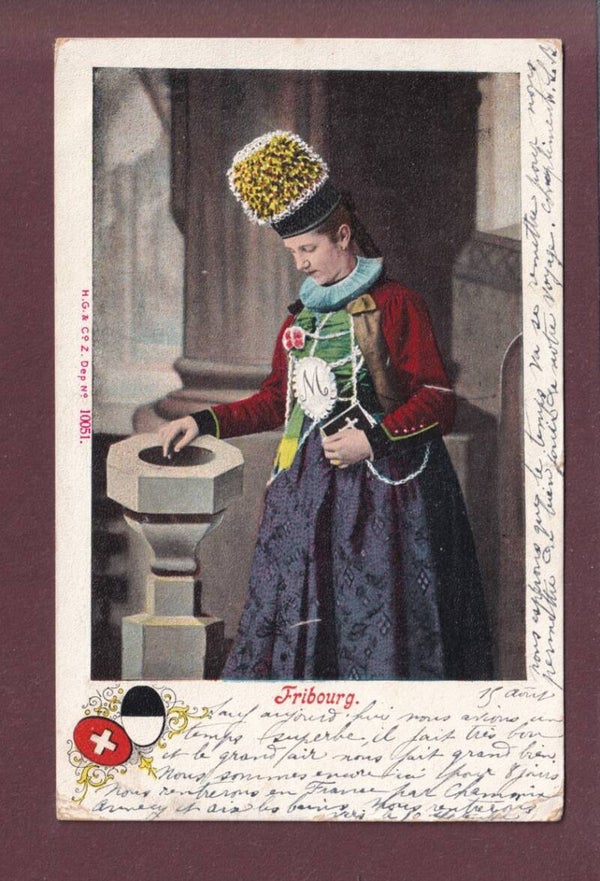 FRIBOURG - Costume - 1903 // pli d'angle / petite déchirure //