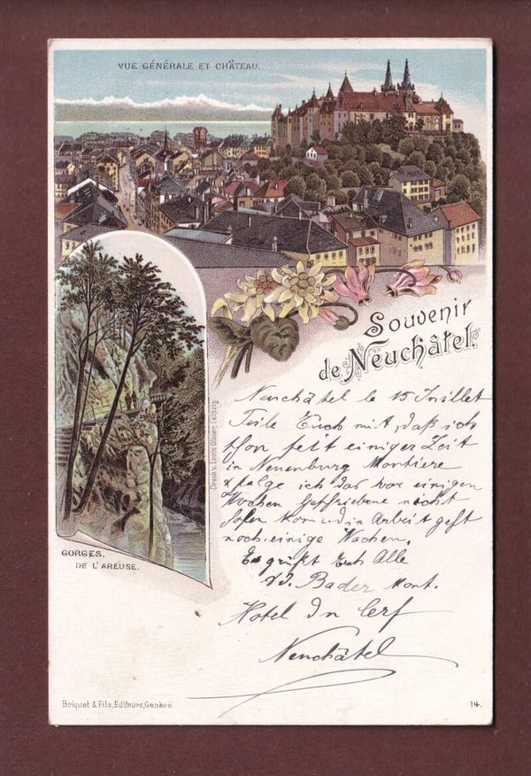Souvenir de NEUCHÂTEL - 1900 Litho Briquet