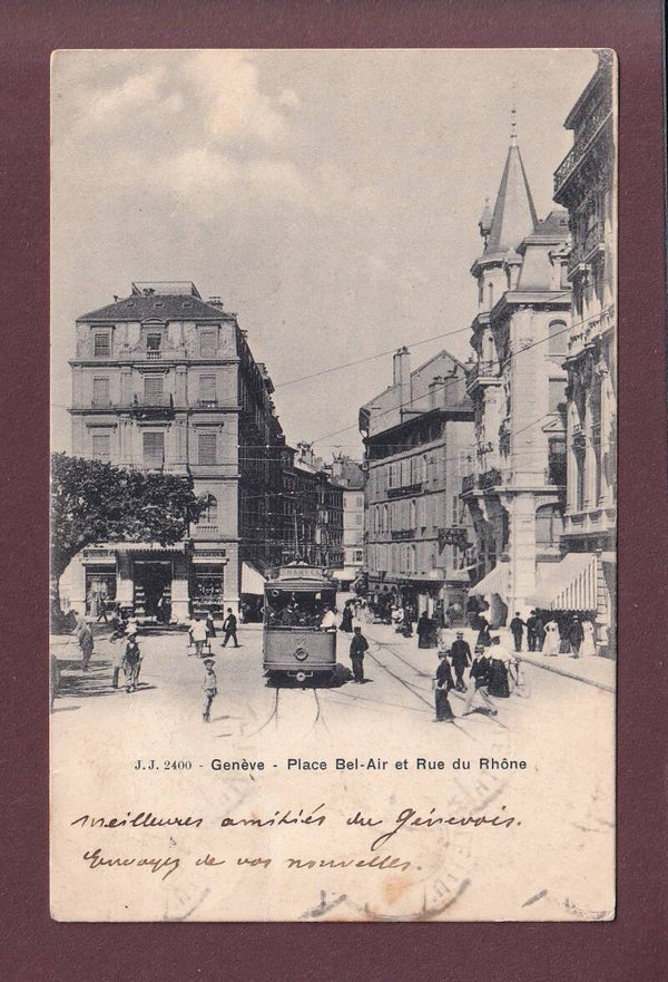 GENEVE - Rue du Rhône - Tram - 1904 // dos blessé //