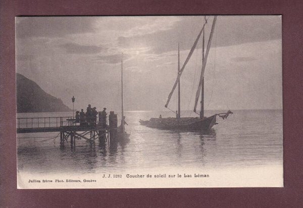 BARQUE DU LEMAN au coucher du soleil - 1907