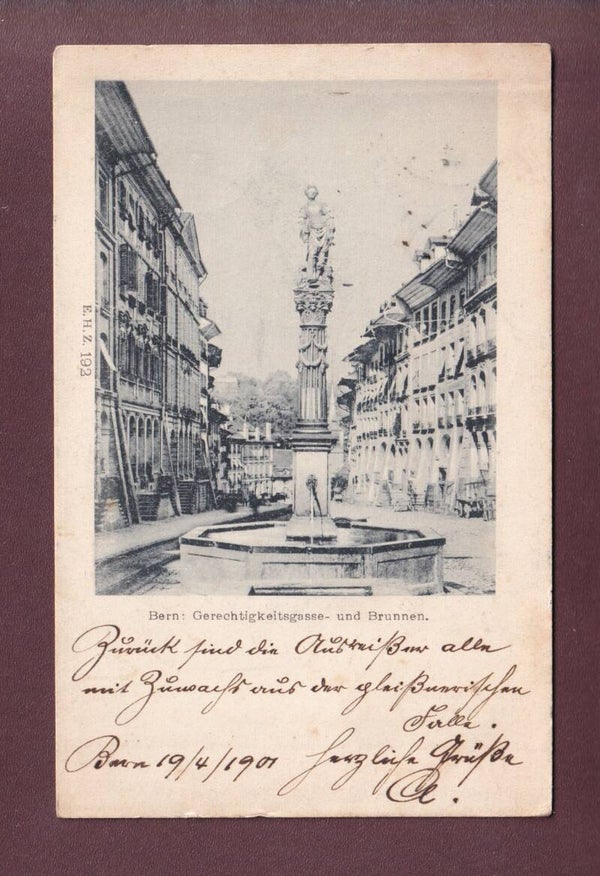 BERN - Gerechtigkeitsgasse und Brunnen - 1901