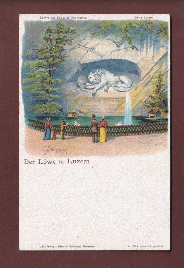 LUZERN - Der Löwe - Litho Schlumpf
