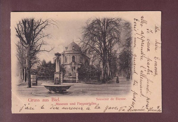 Gruss aus BIEL - Museum und Pasquartallee - 1910