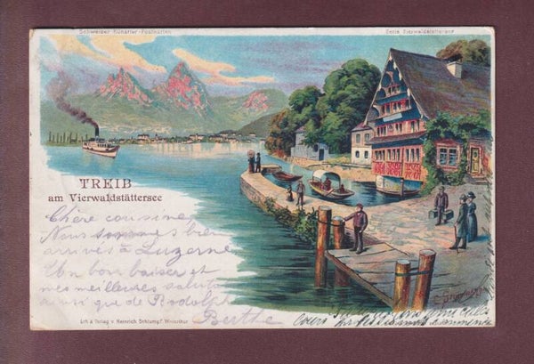 TREIB am Vierwaldstättersee - 1899 Litho // Rück verletzt //