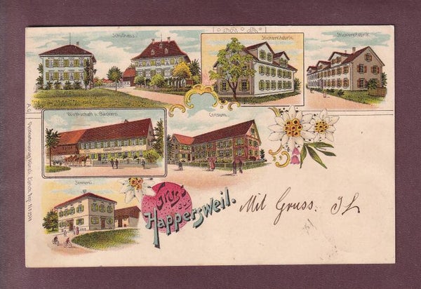 Gruss aus HAPPERSWIL - 1909 Litho Künzli