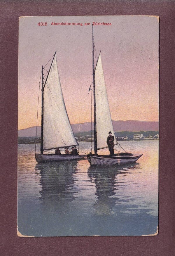 Abenstimmung am ZÜRICHSEE - Segelschiff - 1908