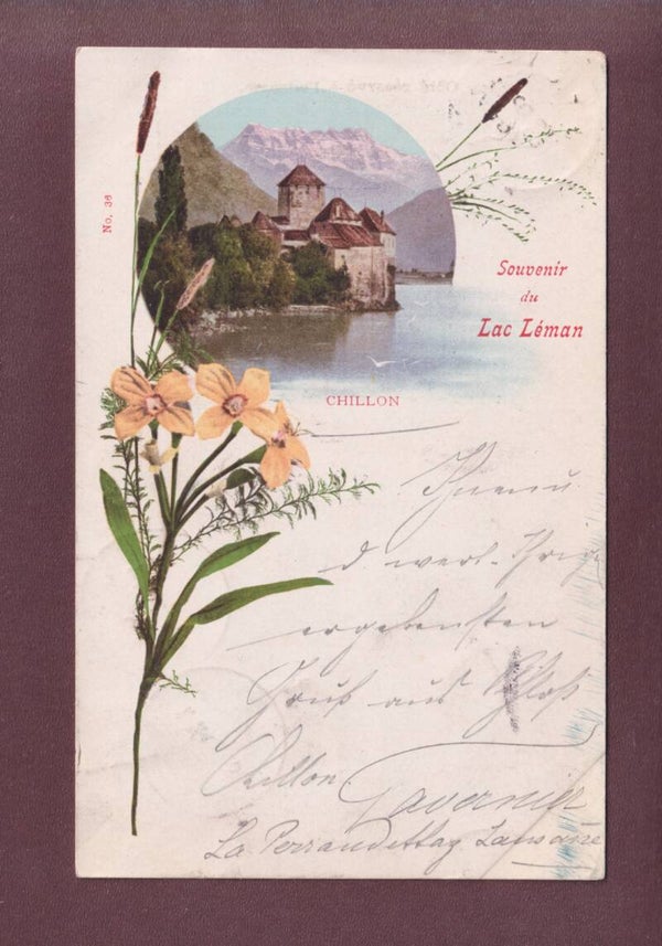 Souvenir du LAC LEMAN - Chillon et narcisses - 1898