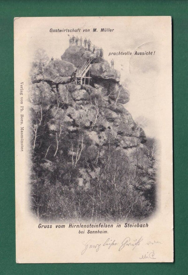 Gruss vom HIRNLENSTEINFELSEN in Steinbach bei Sennheim - 1903